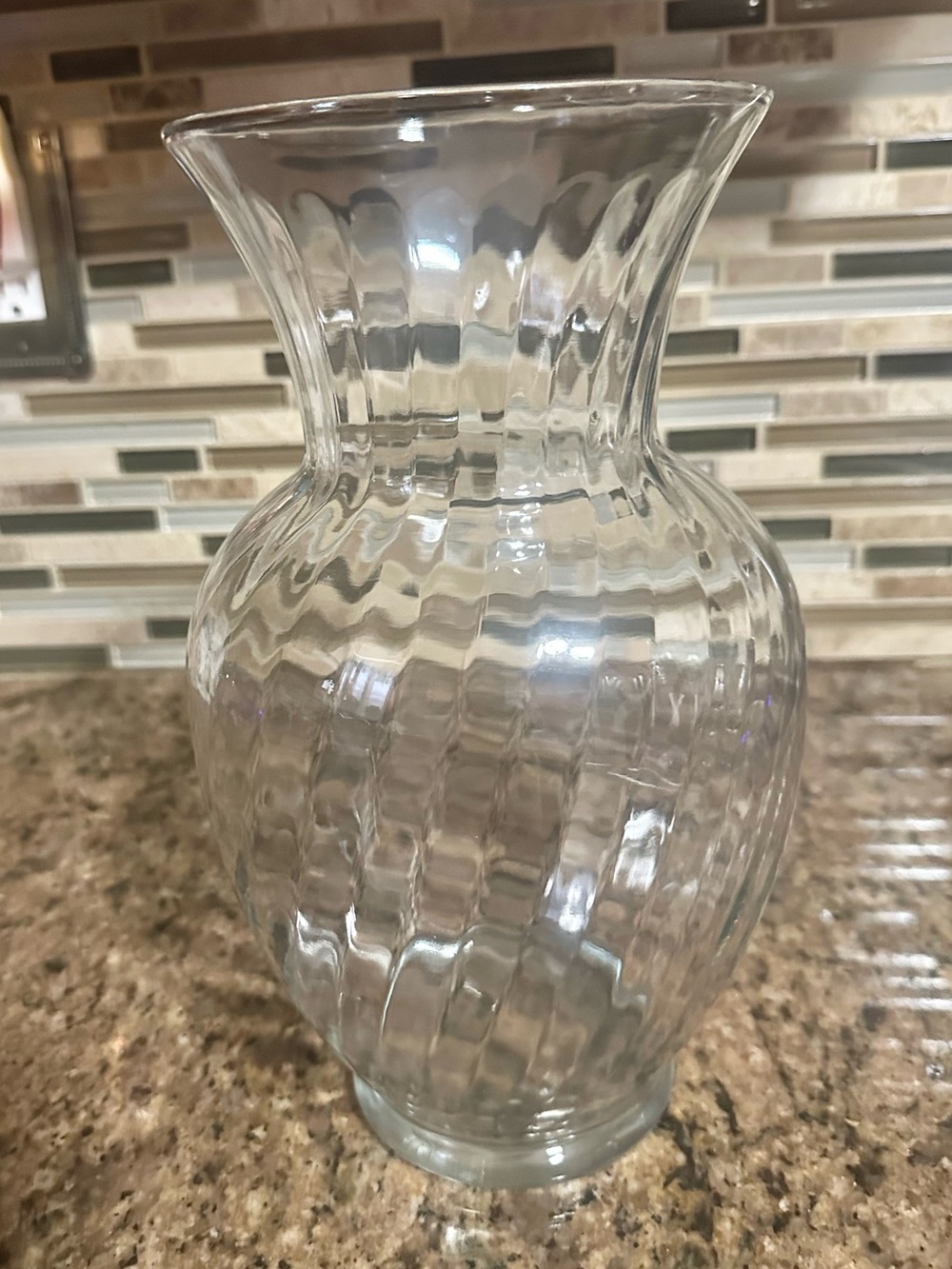 Clear Textured Glass Decorative Vase